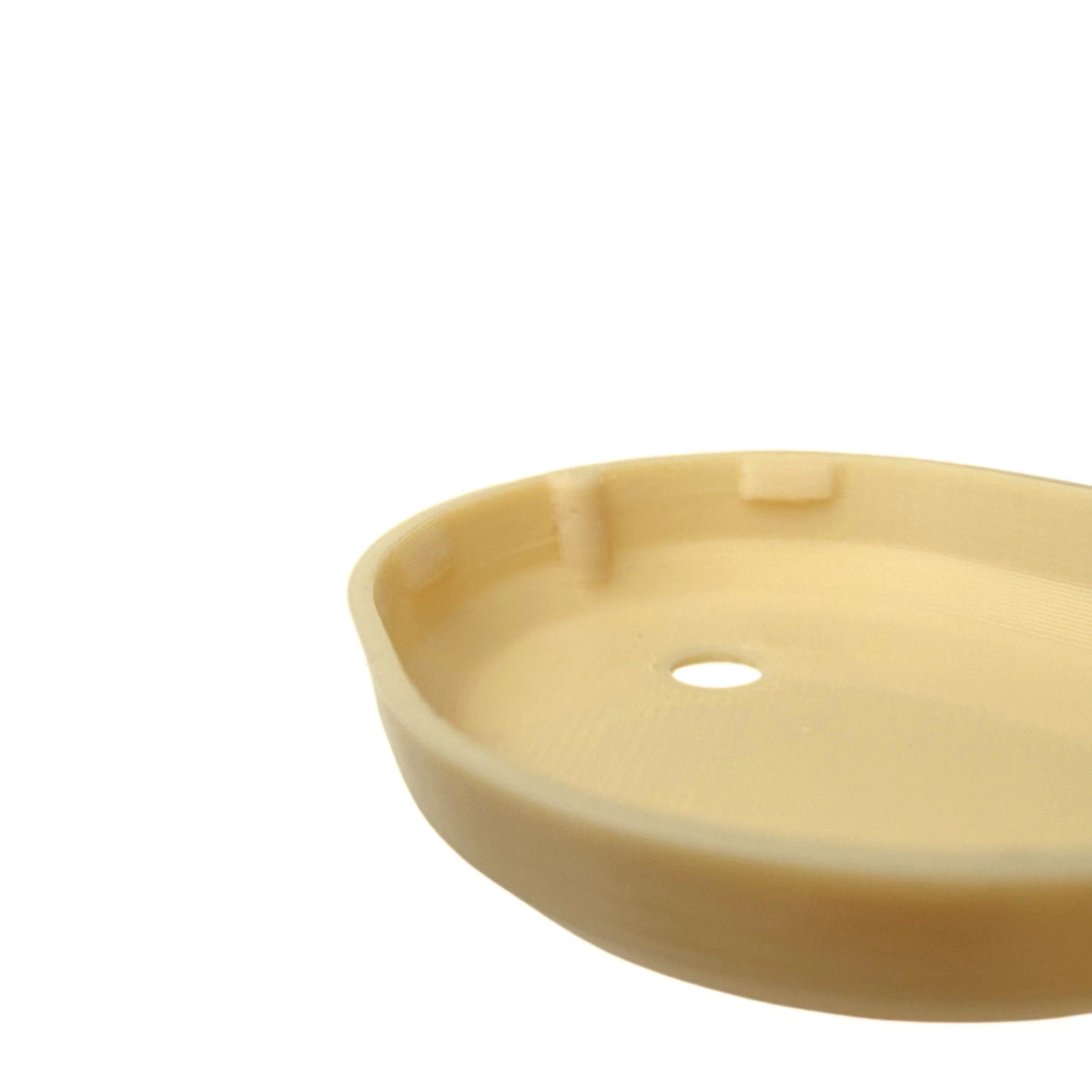 Coque beige clair pour capteur Dexcom G7, vue macro du dessous