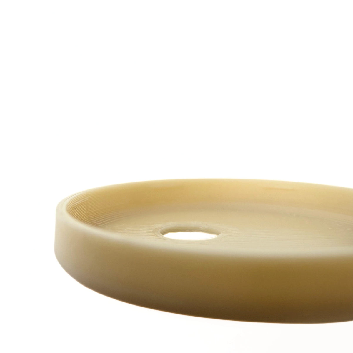 Coque beige clair pour capteur FreeStyle Libre 3, vue macro du dessous