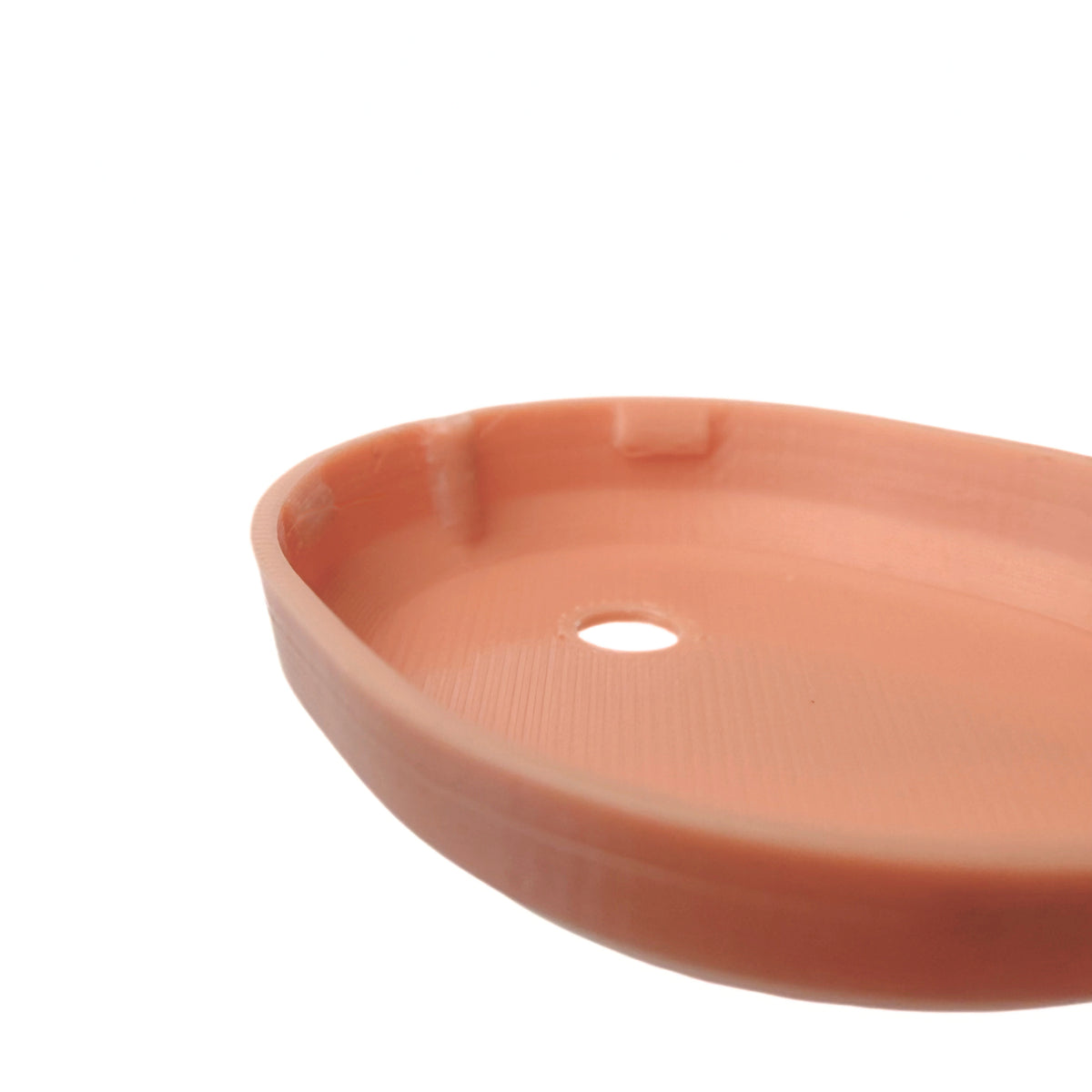 Coque beige rosé pour capteur Dexcom G7, vue macro du dessous