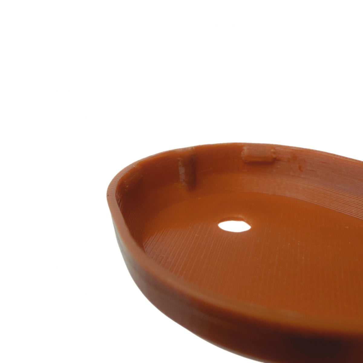 Coque marron cuivré pour capteur Dexcom G7, vue macro du dessous