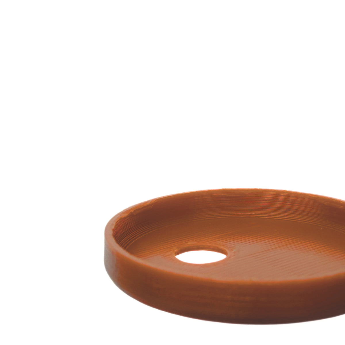 Coque marron cuivré pour capteur FreeStyle Libre 3, vue macro du dessous