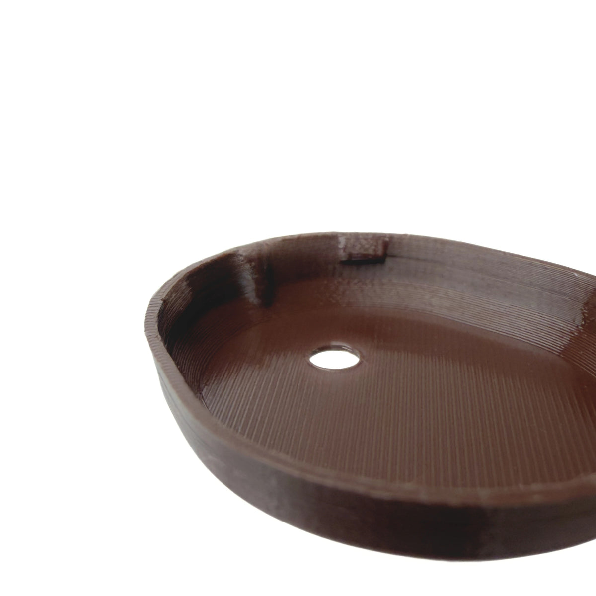 Coque marron ébène pour capteur Dexcom G7, vue macro du dessous